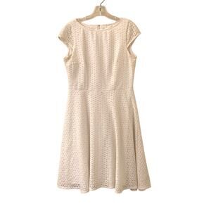 Anne Klein White Lace Dress, Fit & Flare, Cap Sleeve, Size 8